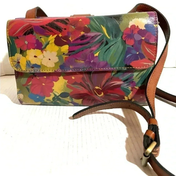 Patricia Nash  multicolor print leather crossbody bag - Picture 2 of 11